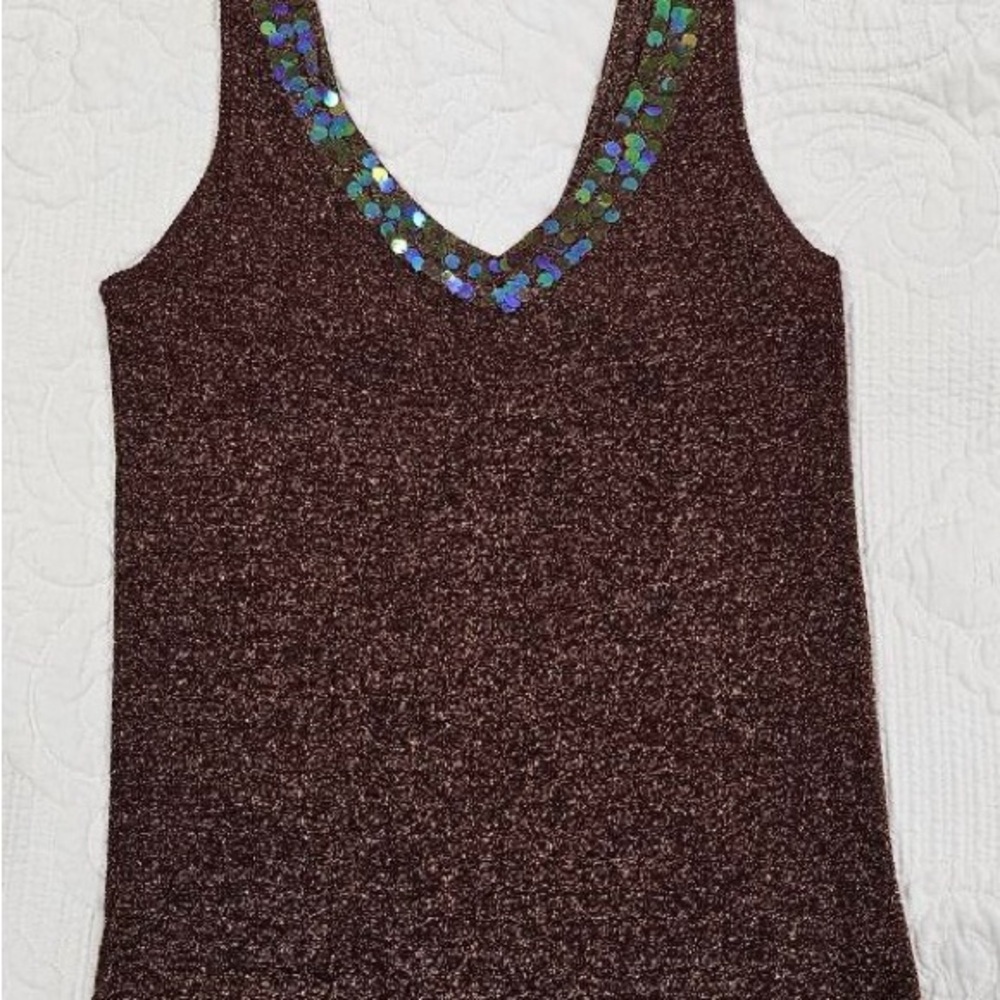 Necessary Objects Red Sequin Sleeveless Tank Top - image 2